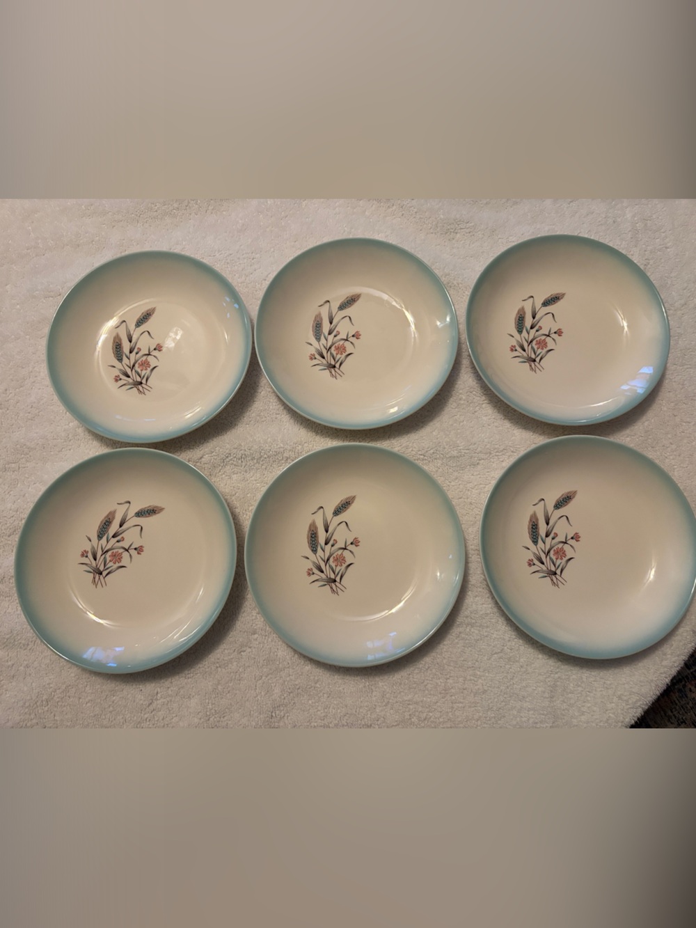 6 Homer Laughlin Spring Garden side plates.